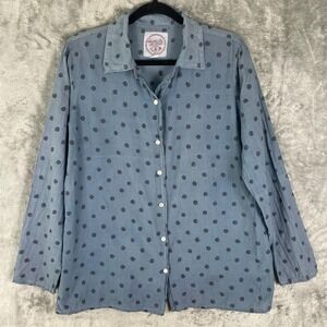 Auntie Oti Polka Dot Shirt Womens 1 Blue Very Good Khadi Cotton Button Down